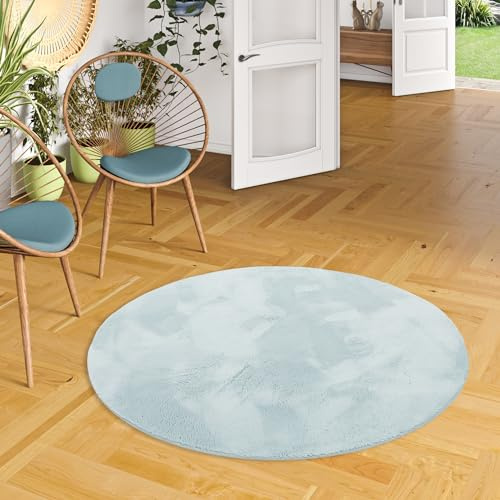 Pergamon Luxus Super Soft Kunstfell Teppich Pearl Einfarbig – Wohnzimmer, Rund & Eckig