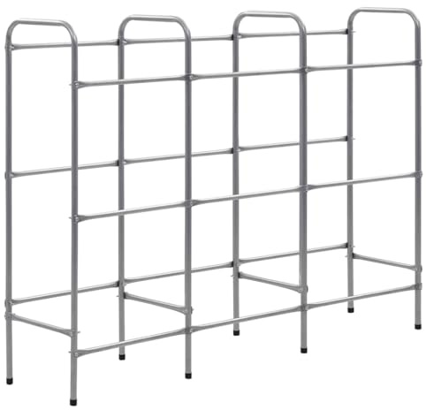 vidaXL Kastenregal 9 Kisten Getränkeregal Getränkekistenregal Flaschenkastenregal Getränkeständer Kistenregal Silbern 145x33x116cm Stahl
