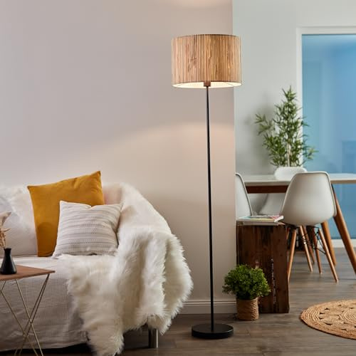 Lightbox Nature Stehlampe - dekorative Standleuchte mit Seegras Schirm und | Nature Stehlampe - dekorative Standleuchte mit Seegras Schirm und Fußschalter - E27 Fassung max. 52 W - 162 cm Höhe & 38 cm