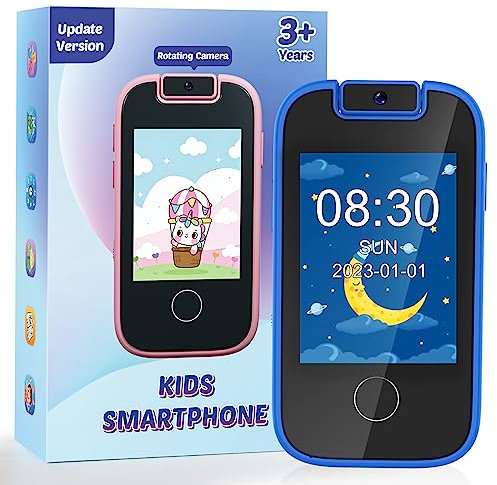 Kids Smart Phone for Boys, Christmas Birthday Presents Gifts for 3 4 5 6 7 8 years old Boys, Touchscreen Kid Toy Phone MP3 Music Player with Dual Camera, Toys for girls age 3-8 with 8G SD Card