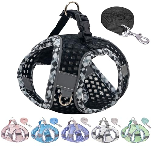 JOYPAWS Winziges Hundegeschirr, Allwetter-Diamant-Mesh, reflektierende Streifen, kein Ziehen, leichtes Westengeschirr für Welpen, kleine Hunde und Katzen, schwarz, XXXS
