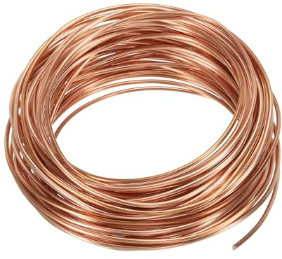 PATIKIL 15m Basteldraht Solide Nackt Kupfer Draht 14 Gauge 99.9% Reiner Kupferdraht 2mm Weich Perlendraht Metall Pflanze Stengel Bindungen für Schmuck Basteln (15m)