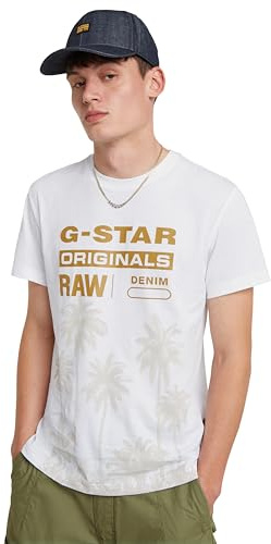 G-STAR Para Hombre Camiseta Palm Originals, Blanco (White D24681-336-110), M