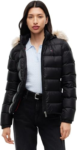 Tommy Jeans Donna Piumino Basic Hooded Down Jacket con Cappuccio, Nero (Black), 5XL