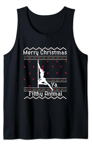 Merry Christmas Pole Dancer Ugly Christmas Sweater Tank Top