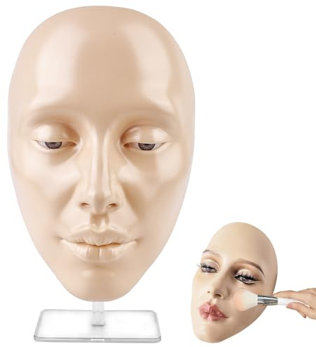 TOATELU Viso di esercizio per il trucco: testa di esercizio riutilizzabile con supporto, estensione ciglia, manichino testa pratica, per tutto il viso di pittura del viso naturale