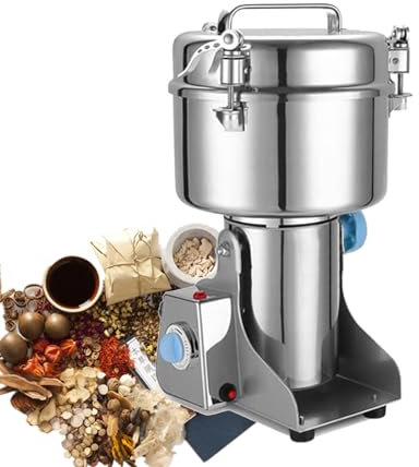 ZIXIAOS Mulino Elettrico per Semi di Lino Macinino per Noci Moscate in Acciaio Inox Macina Erbe Piante Medicinali Spezie Cereali E Fagioli,1500g