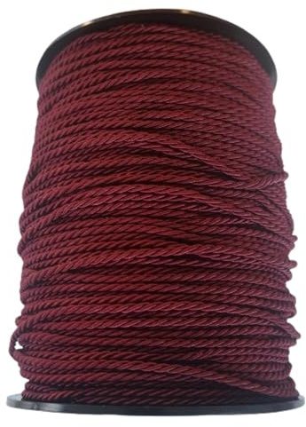 PIZZITALIANI Cordino collane - Cordoncino per braccialetti ROSSO BORDEAUX, Diametro 2mm X 100m, Passamaneria Decorativa, Resistente e Flessibile, Cordone Intrecciato a 3 Capi, Made in Italy