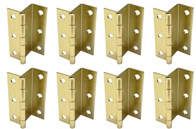 QCAA Three Fold Shutter Hinge, Half Surface for Shutter, Cabinet, Furniture, 2-1/2 x 1.2mm, Brass Plated, Made in Taiwan, 8 Pack