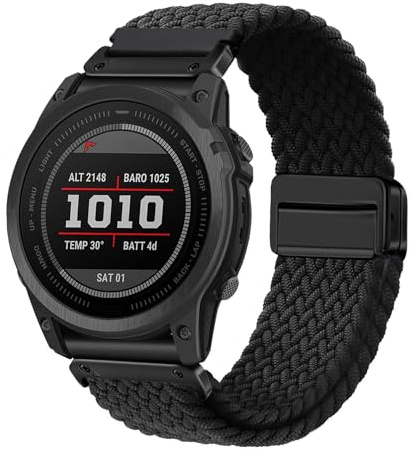 YOOSIDE Quick Fit Armband på 22 mm, flätat, elastiskt, med magnetlås, för Garmin Fenix 7/6/5/epix Pro 47 mm, band av nylon, stretchigt klockarmband för Forerunner 955, Quick Fit 22, Nylon, Ingen