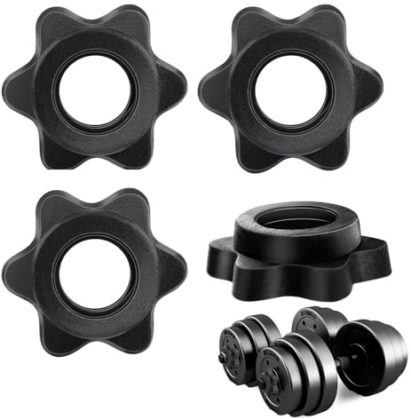 4 PCS Dumbbell Clips, Dumbbell Hex Nut Spinlock Collar, Barbell Spin-Lock Collars Screw Clamps Dumbbell Barbell Bar Clips for Weight Lifting