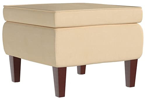 Fußbank Sitzhocker Sitzbank Hocker Bequeme Polsterbank Polsterhocker Wohnzimmer Fußhocker Sitzwürfel mit Holzbeinen Gelb Samt
