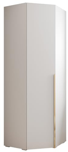 ABIKSMEBLE Inova 1 Guardaroba ad Angolo - Guardaroba con Ripiani e Barre - Mobile Portaoggetti - per Camera da Letto, Stanza dei Ragazzi, Ingresso - 236,7x81,7x47cm - Bianco, Oro