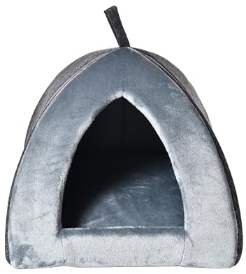 Dehner Lieblinge Kuschelhöhle Cleo, Katzenhöhle/Hundehöhle Indoor/komfortabel, inkl. Liegekissen, ca. 40 x 35 x 40 cm, Polyester, grau