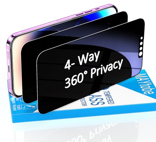 MAYtobe 360 Grad Panzer Sichtschutz Glas für iPhone 13 Pro Max/14 Plus | 2 Stück Volle Abdeckung, Anti Spy 4 Seiten Displayschutzfolie, 9H Härte, Anti Kratzen, Anti-Fingerabdruck