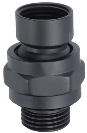 QUARKZMAN Dusch Anschluss Kugelgelenk Dusch Kopf G1/2 Messing Matt Schwarz | Einstellbar, Dusch Adapter Anschluss Wasser Durchfluss Kontroll Ventil Regler, Dusch Durchfluss Kontroll Ventil
