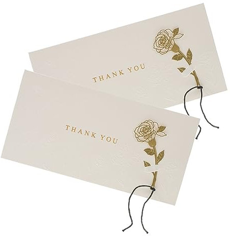 SEWACC Elegante Dankeskarten – 2 Stück Blankokarten Mit Goldener Rosenprägung Für Geburtstag Hochzeit Babyparty