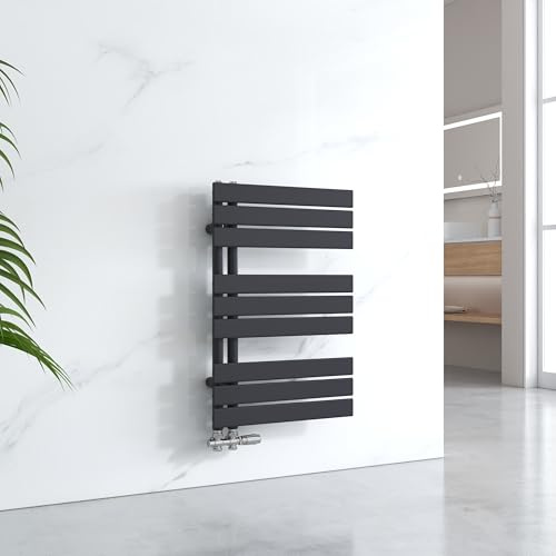 EMKE Radiador de Toallas, 762x500 mm, Negro, 397 vatios | radiador de baño, Soporte para Toallas, con conexión Lateral, Calefactor de Toallas, calefacción de baño