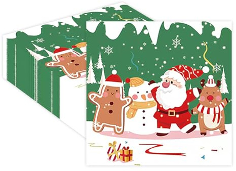 20 Stück Servietten Weihnachten,33x33cm Merry Christmas Servietten,Dekorative Weihnachtsservietten Grüne Weihnachten Servietten Weihnachtsbaum für Weihnachten Party, Weihnachten Tischdeko