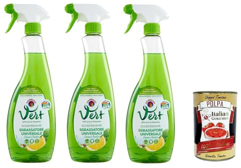 Vert di Chanteclair Sgrassatore Universale Limone e BasilicoVert by Chanteclair Universal Zitronen- und Basilikum-Entfetter 3x600 ml+ Italian Gourmet polpa 400g