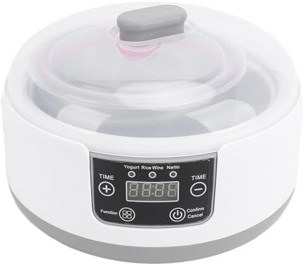Maker di Yogurt, Macchina per Produttore di Yogurt Greco Elettrico con Controllo del Timer, Vaso di Vetro e Pentola Interna in Acciaio Inossidabile, 1,2 Litri di Natto Yogurt