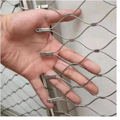 Red De Cuerda De Acero Inoxidable 304, Valla Tejida Antirrobo Con Conexión A Presión, 6 Cm/1,5 Mm De Protección For Escaleras, Red Anticaídas For Jaulas De Zoológico, Balcones Y Escaleras.(2x22m/6.6x7