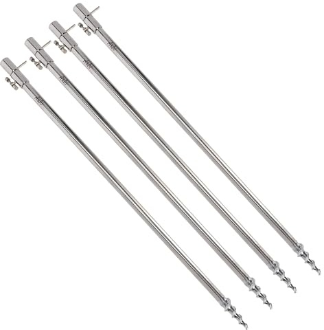 A&N 4 Stück Rutenhalter Bankstick Edelstahl Storm Pole Drill T-Screw 30-120cm
