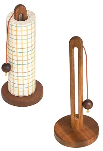 Küchenrollenhalter Holz, Küchenrollenhalter Stehend, Kitchen Roll Stand für Standard und Größe Rollen, für Küche und Esstisch Arbeitsplatte Organisation (Vierblättriges Kleeblatt)
