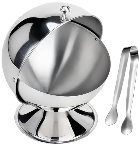 KAQNTUD Ensemble de sucriers sphériques en acier inoxydable et pinces avec couvercle enroulable pour cuisine, salle à manger, décoration de table