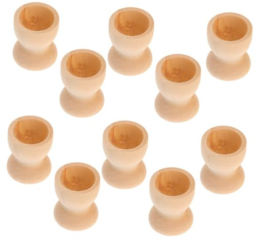 UTHCLO 20pcs Wooden Egg Holder DIY Easter Egg Cup for Decorating Stacking Games Creative Tabletop Craft Accessories