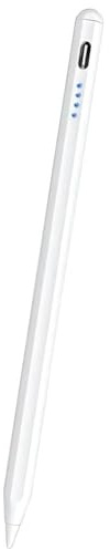 GADGETSWEAR Universal Stylus Pen for iPhone, iPad, Tablet, Smartphone & Android, High Precision Digital Pencil, Fine Point Disc Tip, Long Battery Life, Rechargeable, Touch Screen Compatible (White)