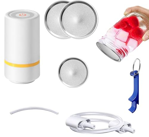 Vhjlfig Sellador de tarros, kit de máquina de envasado al vacío de alimentos, kit de sellador al vacío eléctrico de mano, máquina ahorradora de alimentos para conservar y conservar alimentos hermética