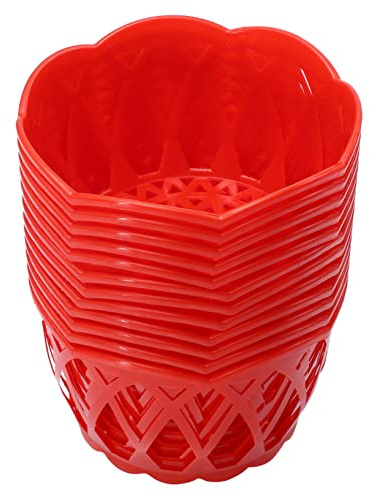 iplusmile 12Pcs Plastic Egg Packing Basket Hollow out Storage Holder for Eggs and Fruits Bright Red Organizer for Supermarket and Home Use