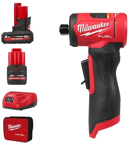 Milwaukee M12FDGA2-522B 12v Fuel Angled Die Grinder with Variable Speed Kit - High Output Batteries