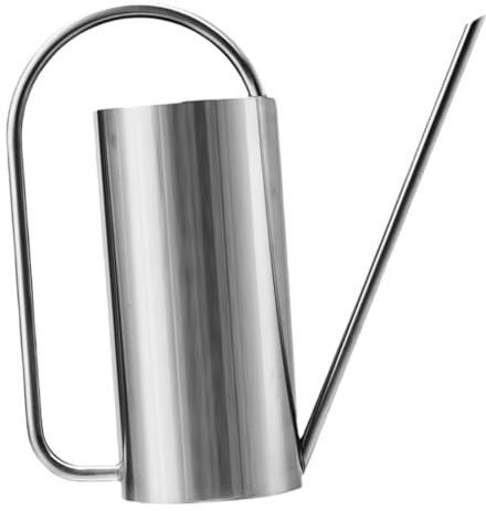 NUOBESTY Regadera Pequeña De Acero Inoxidable con Boquilla Larga para Interior y Jardín, 1.5 litros, Riego Preciso para Plantas De Interior y Flores, Herramienta De Jardinería Funcional y Compacta