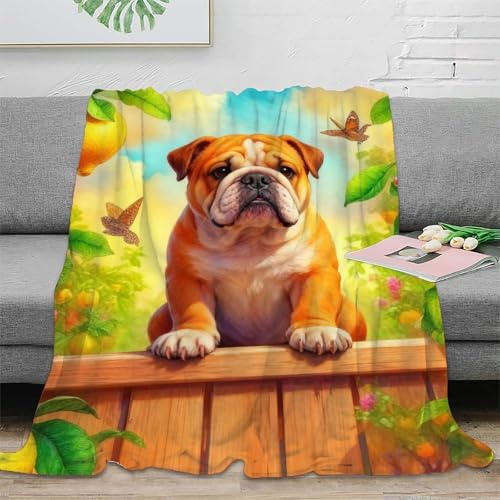 WXLWHR Manta Polar Bulldog Inglés, Suavidad De Nube Manta Limonero para El Hogar, La Oficina Y El Exterior Regalo Diferente 70x80inch(180x200cm)
