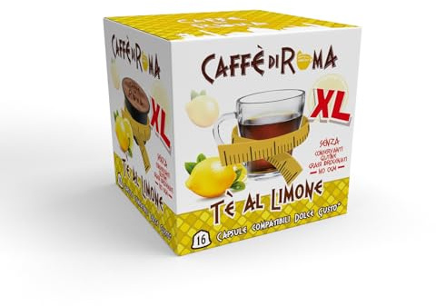 48 Capsule TE al LIMONE XL - CAFFE di ROMA bevande solubili compatibili con Nescafè Dolce Gusto - Senza Glutine, Senza Lattosio, Senza Caffeina - 3 Astucci 16 + Grammi di Prodotto + Gusto -
