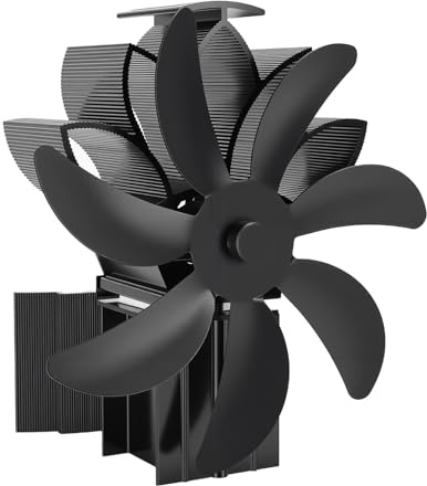 Pissente Ventilateur de Poêle à Bois, Alliage d'aluminium, Ventilateur de Cheminée alimenté par la Chaleur, Fonctionnement Silencieux 1000-1600 Tr/min pour Poêles à Bois et Brûleurs à Granulés