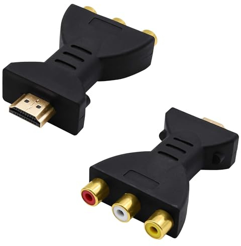 YARCHONN Adaptador HDMI a RCA AV HDMI macho a 3-RCA hembra, convertidor de audio y vídeo para proyector de DVD HDTV, 2 unidades