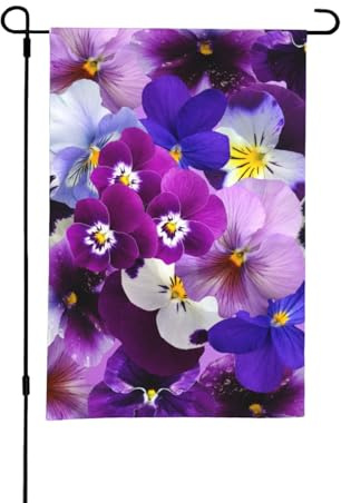 Pensamiento gráfico Flores de primavera de Pascua,Bandera de jardín para exteriores e interiores, pancarta decorativa para patio, bandera de doble cara de 30x45 cm.