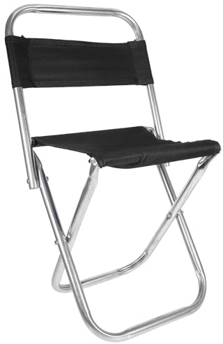 ibasenice Sgabello Pieghevole da Campeggio in Metallo Resistente con Tessuto Oxford Nero, Design Ergonomico e Struttura Stabile, per Attività All'aperto e Barbecue, Supporta Fino a 90kg