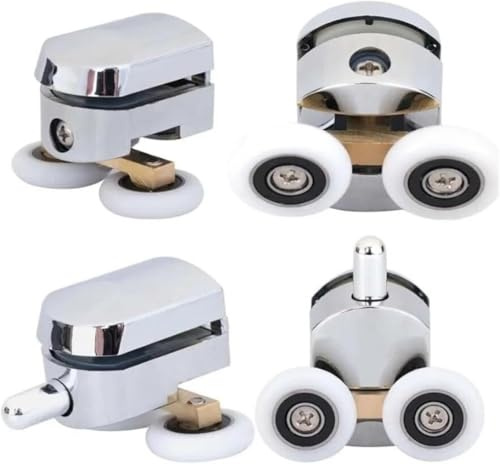 Rouleau de Douche Rouleaux de porte de douche doubles, 4 pièces, pièces de rechange supérieures et inférieures