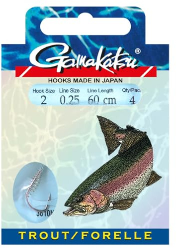 Gamakatsu Forelle LS-3610 Spirale 60cm - 10 gebundene Angelhaken