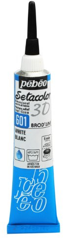 Stofffarbe Setacolor 3D Brod'Line Weiß 20ml Pebeo