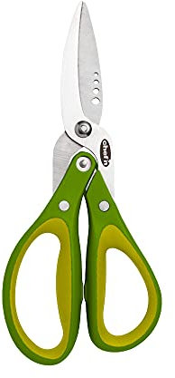 Chef'n FreshForce Forbici da Cucina per Erbe Aromatiche con Strumento per la Rimozione delle Foglie, Acciaio Inox Lavabile in Lavastoviglie, Verde 20 cm