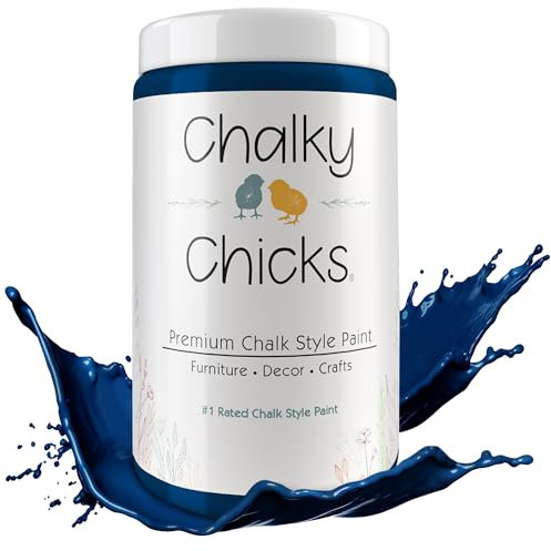 Chalky Chicks Chalk Paint - Chalk Paint for Furniture, Craft Paint, Cabinet Paint, Wood Paint, and Furniture Paint, Spray Paint-Ready for Home Decor - DC Blue (Navy Blue) 32 Fl Oz (Pack of 1)