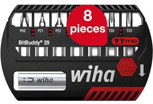 Wiha BitBuddy®-bitspel, 29 mm Phillips, Pozidriv, TORX, 9 bitar, 1/4 C6,3 (42137)