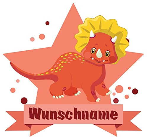 Samunshi® Roter Dino Aufkleber mit Namen Autoaufkleber Namensaufkleber Kinder - 10x8,8cm mehrfarbig