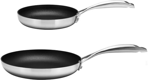 Scanpan CS+ 2-Piece Nonstick Fry Pan Set (8 & 10 1/4 inch) – Compatible with All Cooktops, Induction Ready, Metal Utensil Safe, Oven Safe to 500°F, Dishwasher Safe