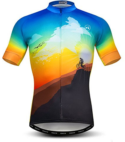 Radtrikot Herren MTB Trikot Reißverschluss Kurzarm Biker Tops Mountain Road Bekleidung Fahrrad Shirts Jacke Sommer Pro Team Rennrad Trikot für Herren Atmungsaktiv Größe M